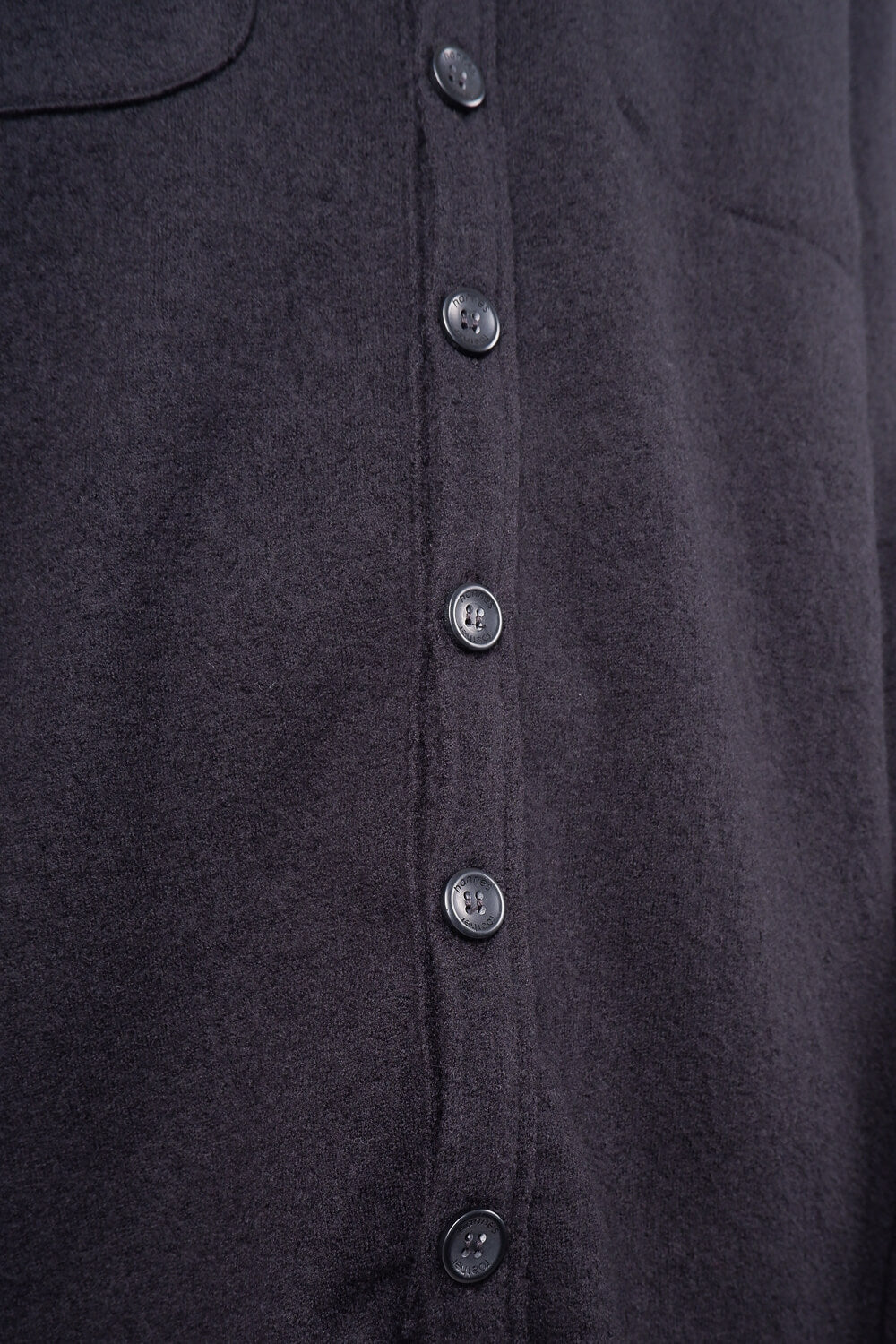 Boiled Wool Button-Up Shirt Black