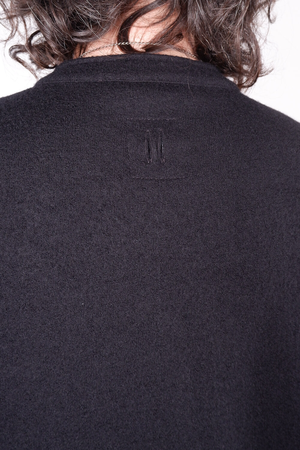 Boiled Wool Button-Up Shirt Black