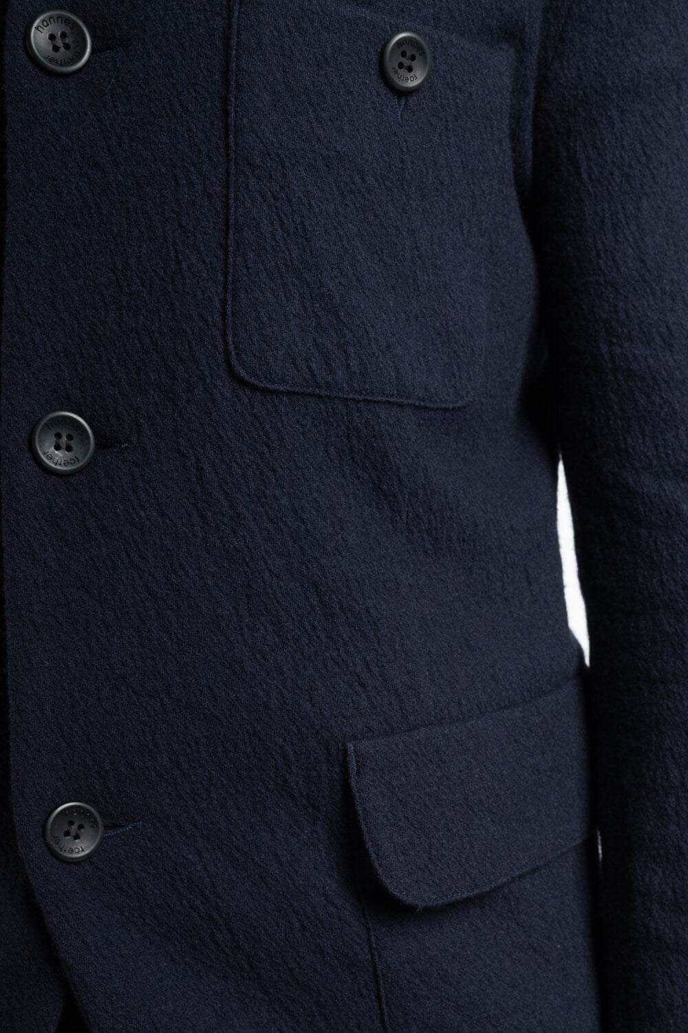 Boiled Wool Front Pocket Blazer Navy