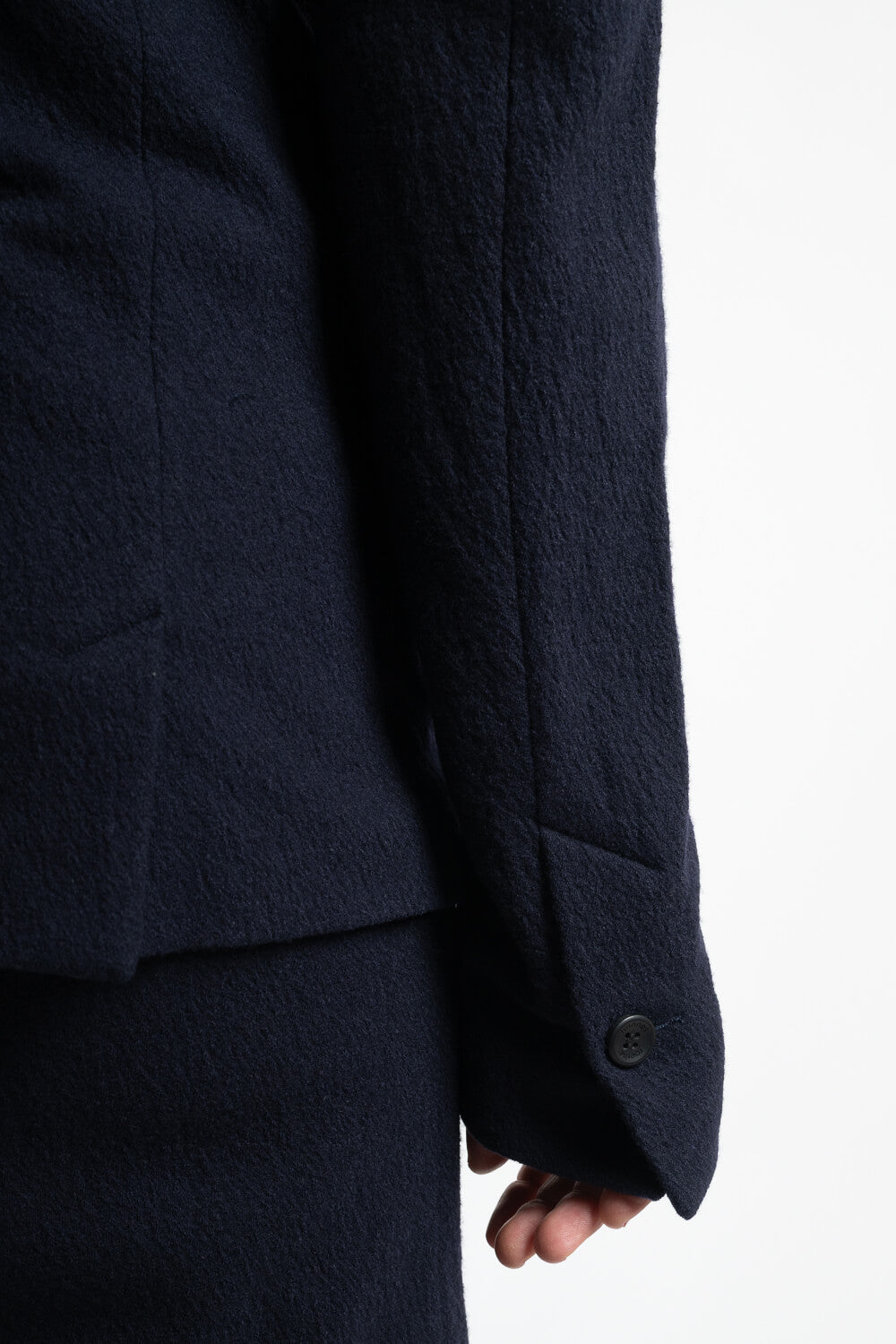 Boiled Wool Front Pocket Blazer Navy