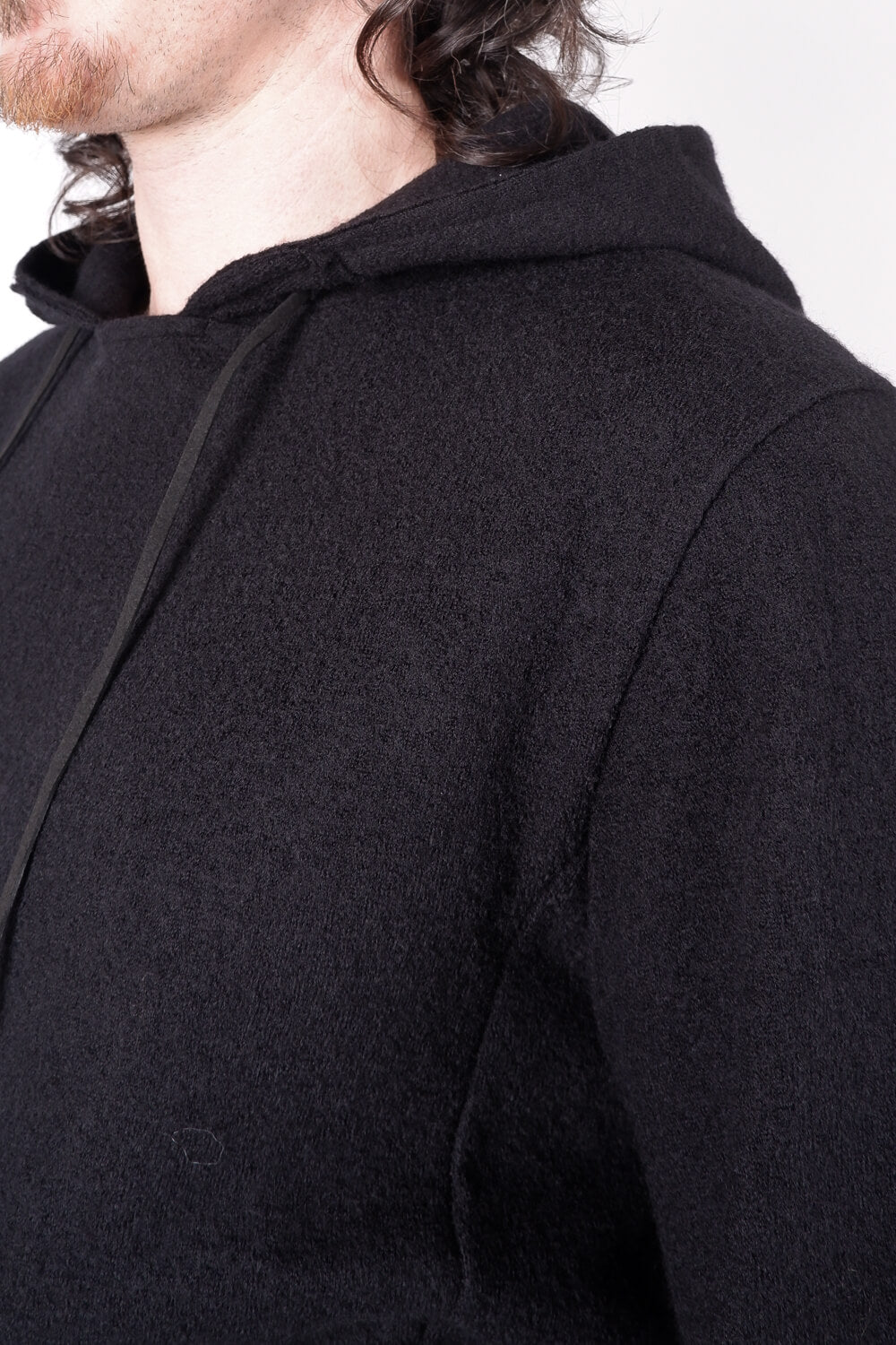 Boiled Wool Hoodie Black