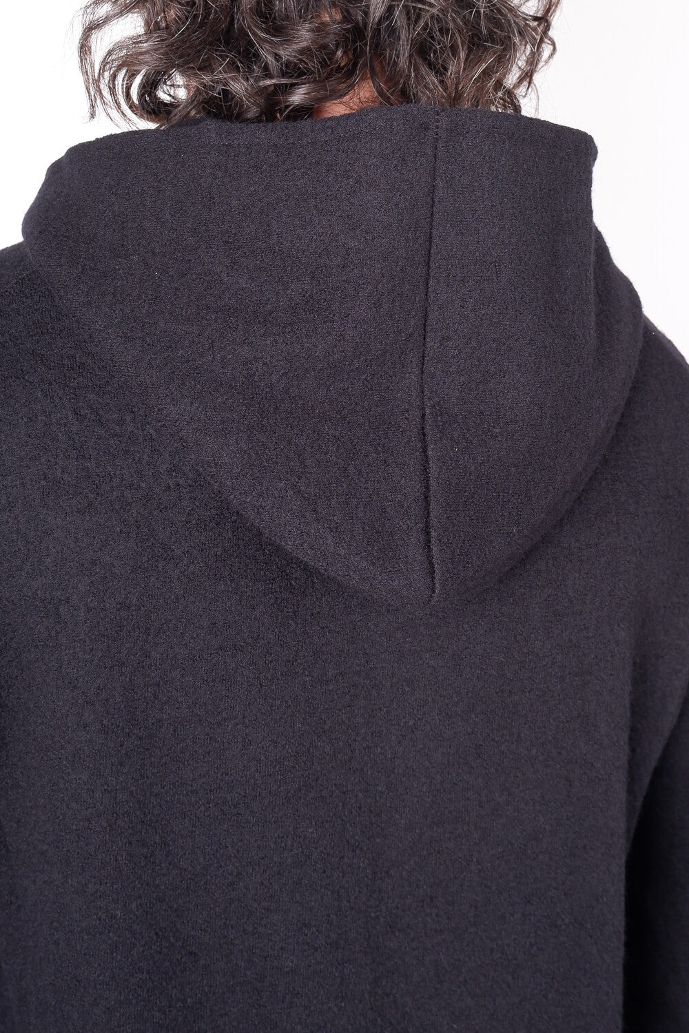 Boiled Wool Hoodie Black