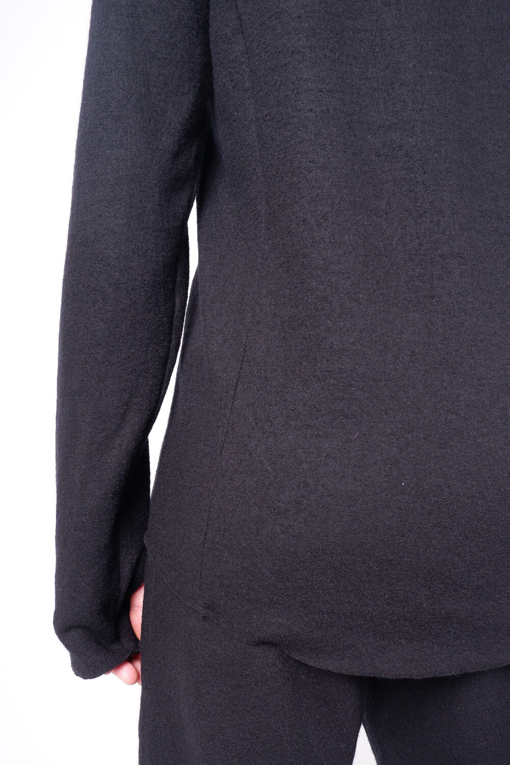 Boiled Wool Hoodie Black