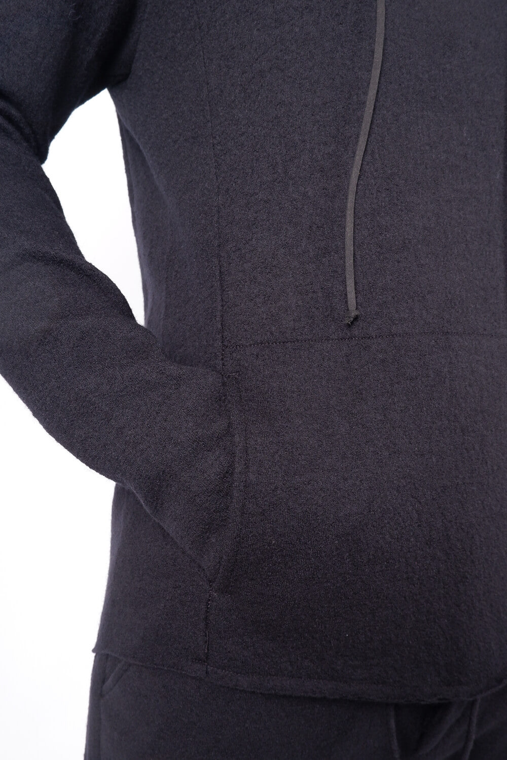 Boiled Wool Hoodie Black