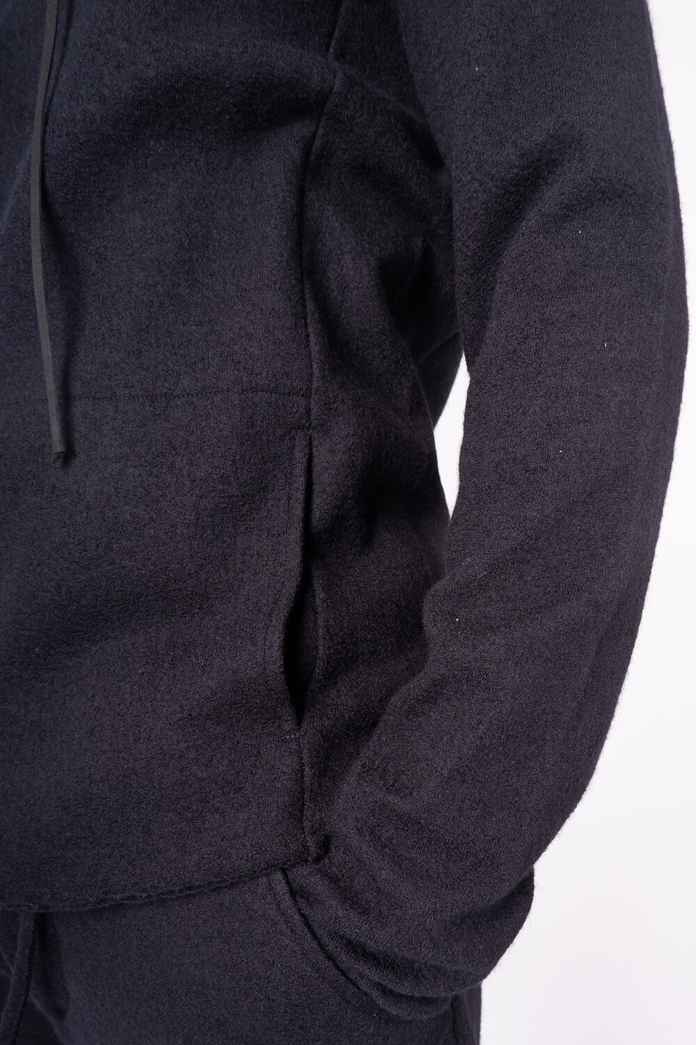 Boiled Wool Hoodie Black