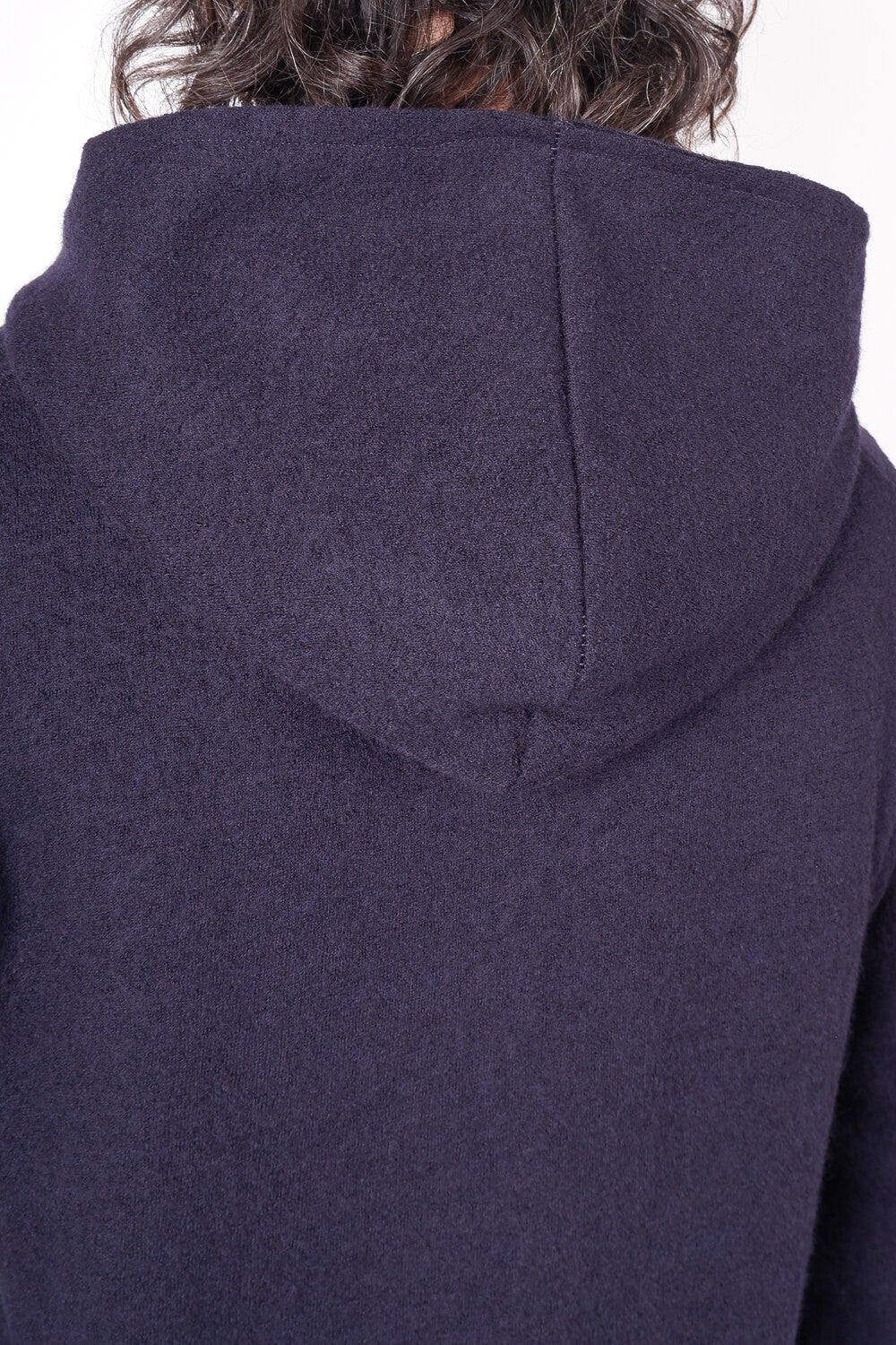 Boiled Wool Hoodie Navy