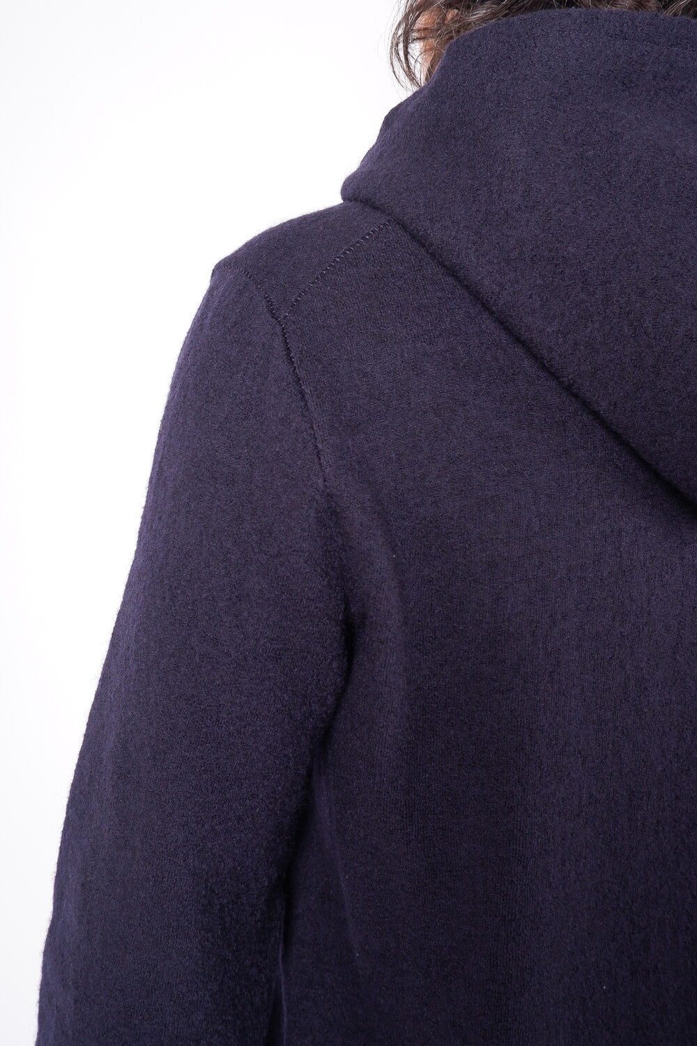 Boiled Wool Hoodie Navy