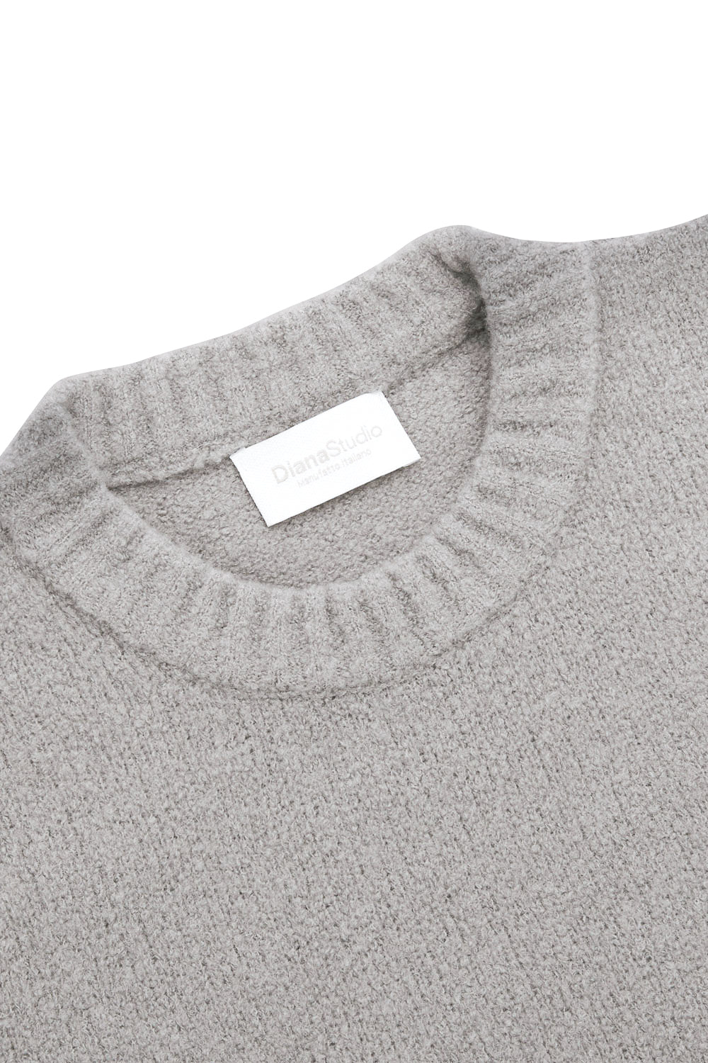 Boiled Wool Round Neck Sweater Light Grey