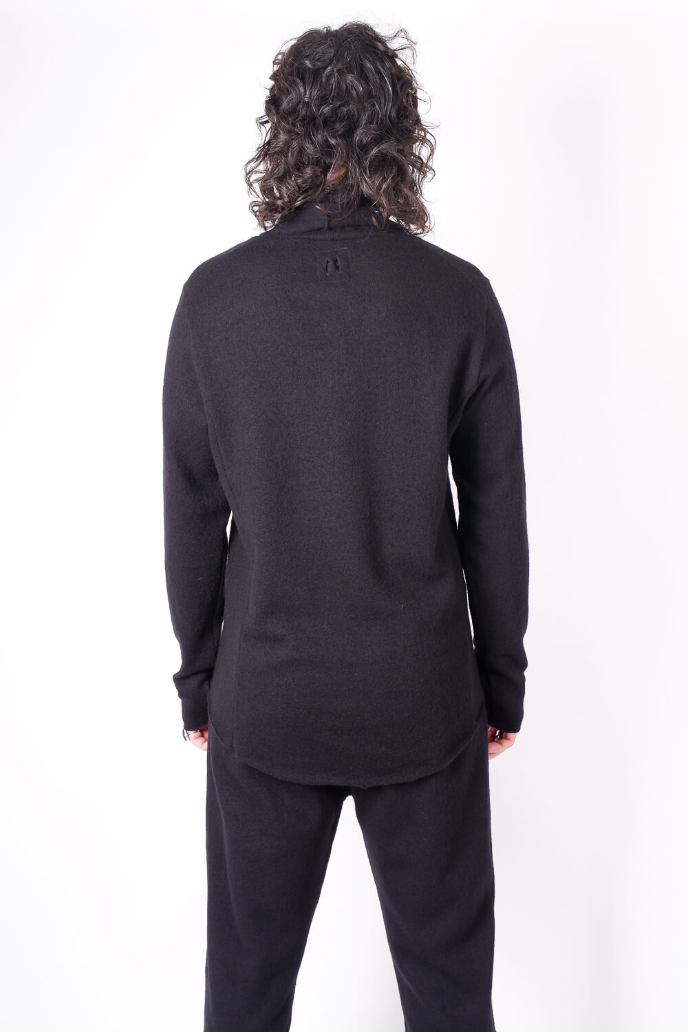 Boiled Wool Turtle Neck Jumper Black