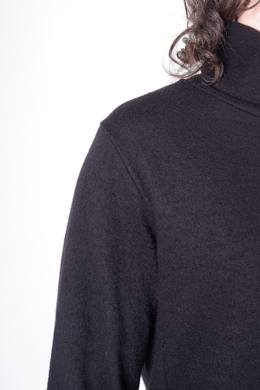 Boiled Wool Turtle Neck Jumper Black