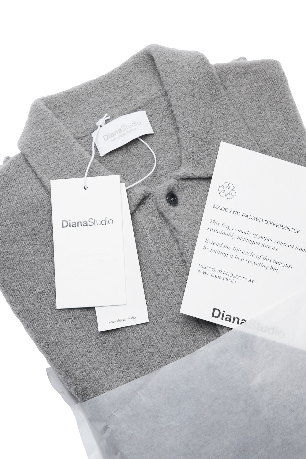 Boiled Wool L/S Polo Light Grey