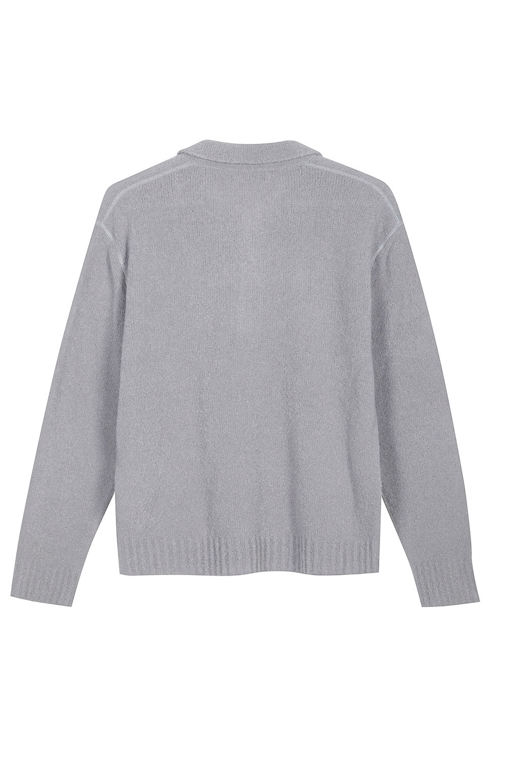 Boiled Wool L/S Polo Light Grey