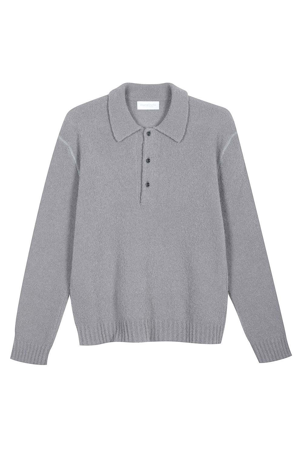 Boiled Wool L/S Polo Light Grey