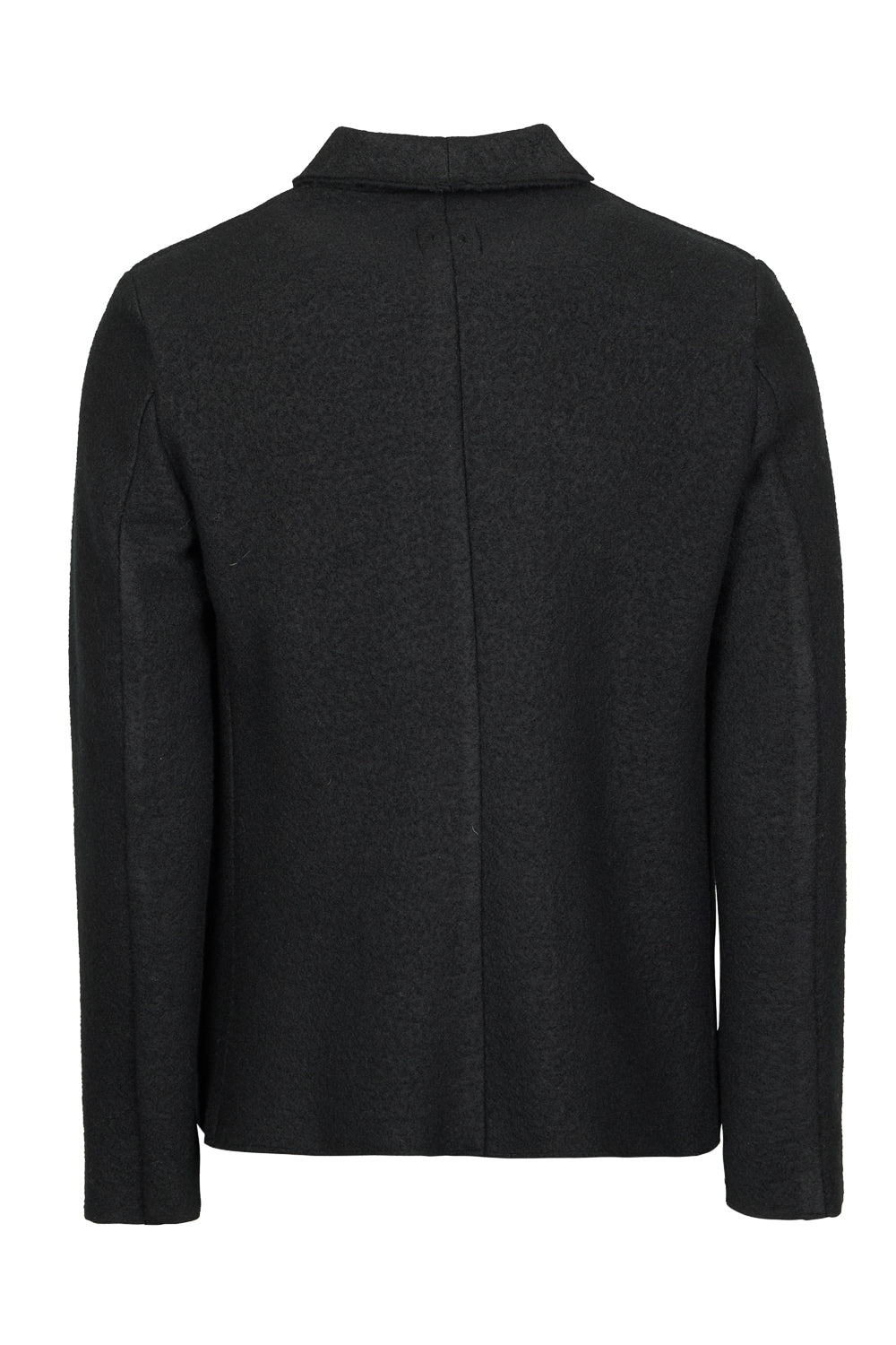 Boiled Wool Shawl Collar Jacket Black