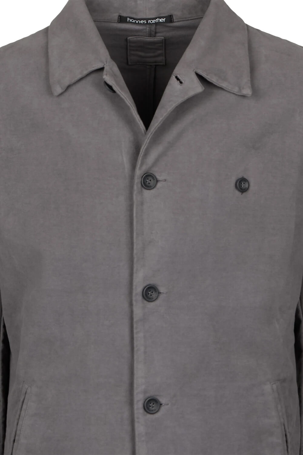 Button-Up Moleskine Long Coat Charcoal/Grey