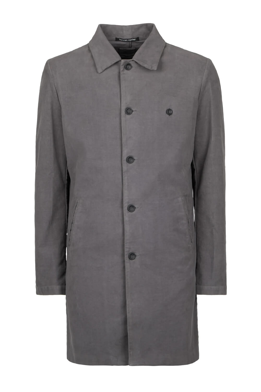 Button-Up Moleskine Long Coat Charcoal/Grey