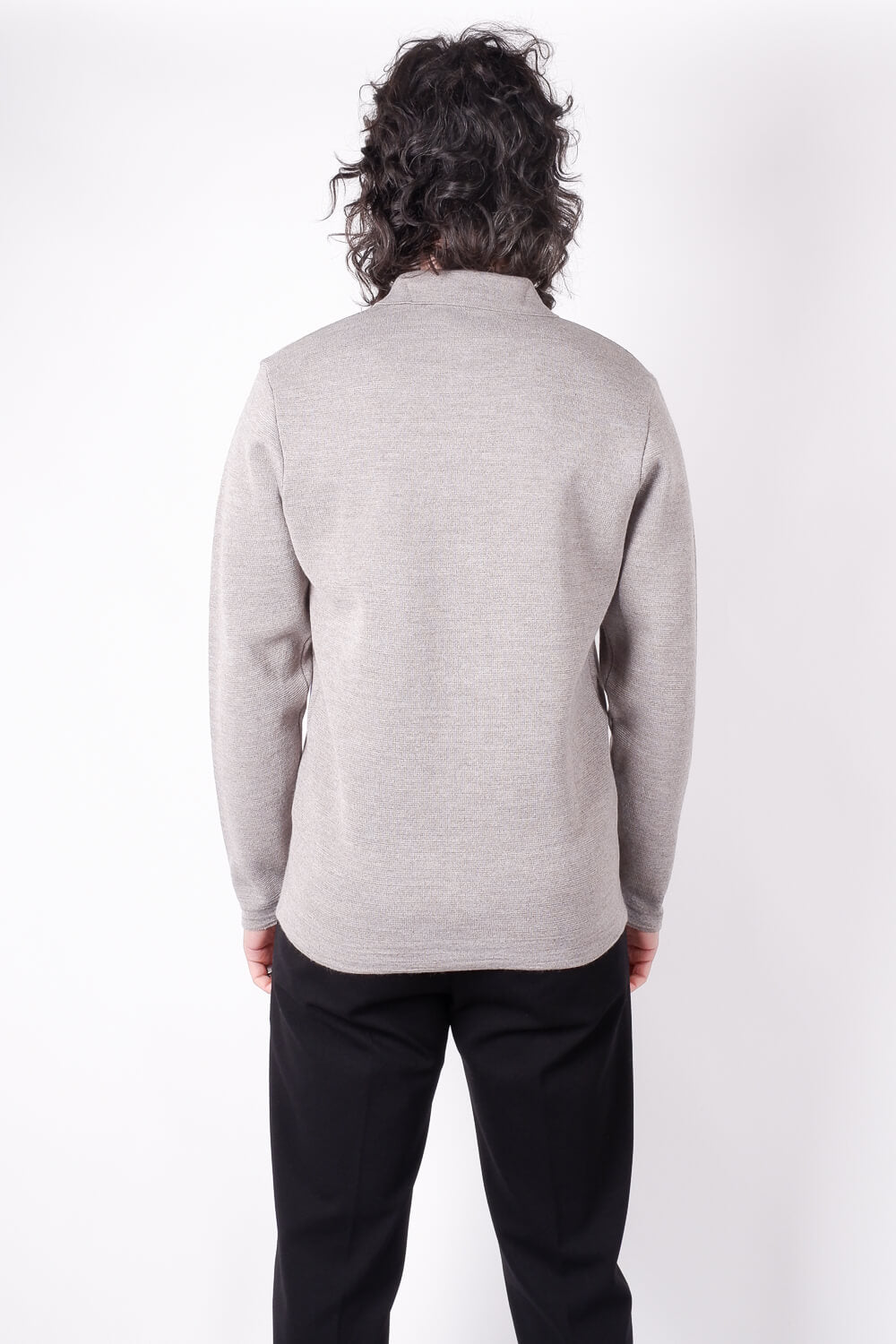 Button-Up Capri Italian Wool L/S Knit Grey