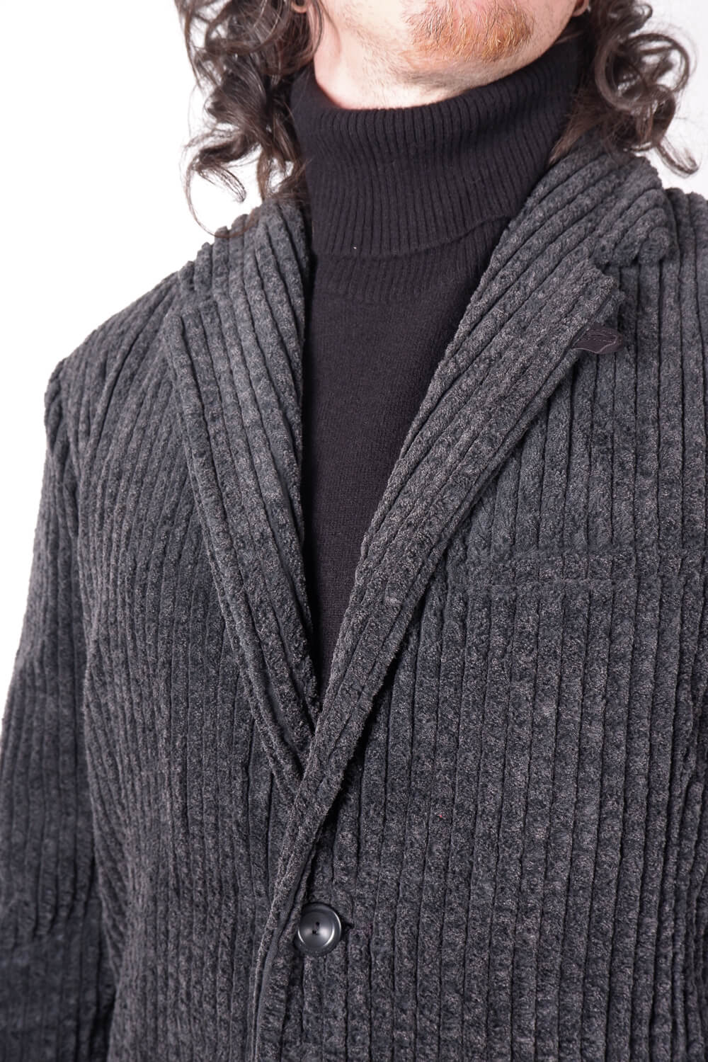 Button-Up Corduroy Jacket Charcoal