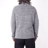 Button-Up High Collar Wool Cardigan Grey/Black