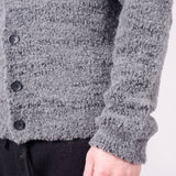 Button-Up High Collar Wool Cardigan Grey/Black