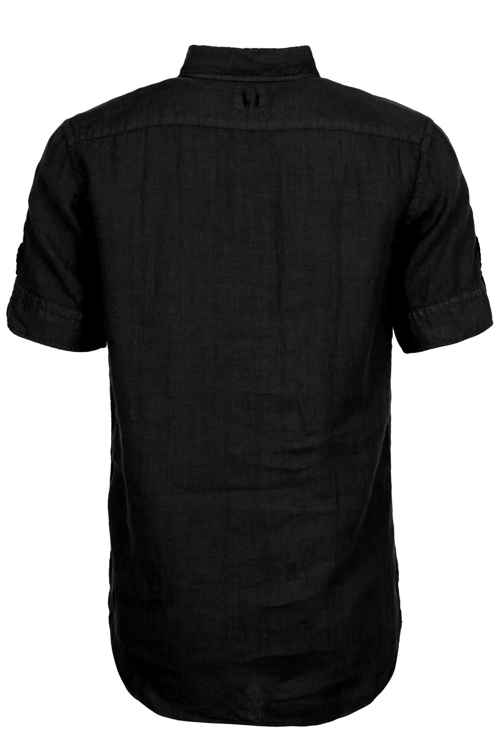 Button-Up Short Sleeved Linen Shirt Black