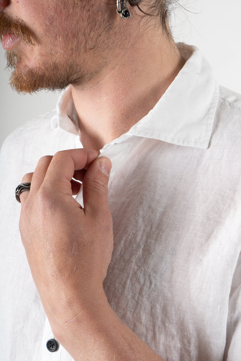 Button-Up Short Sleeved Linen Shirt White