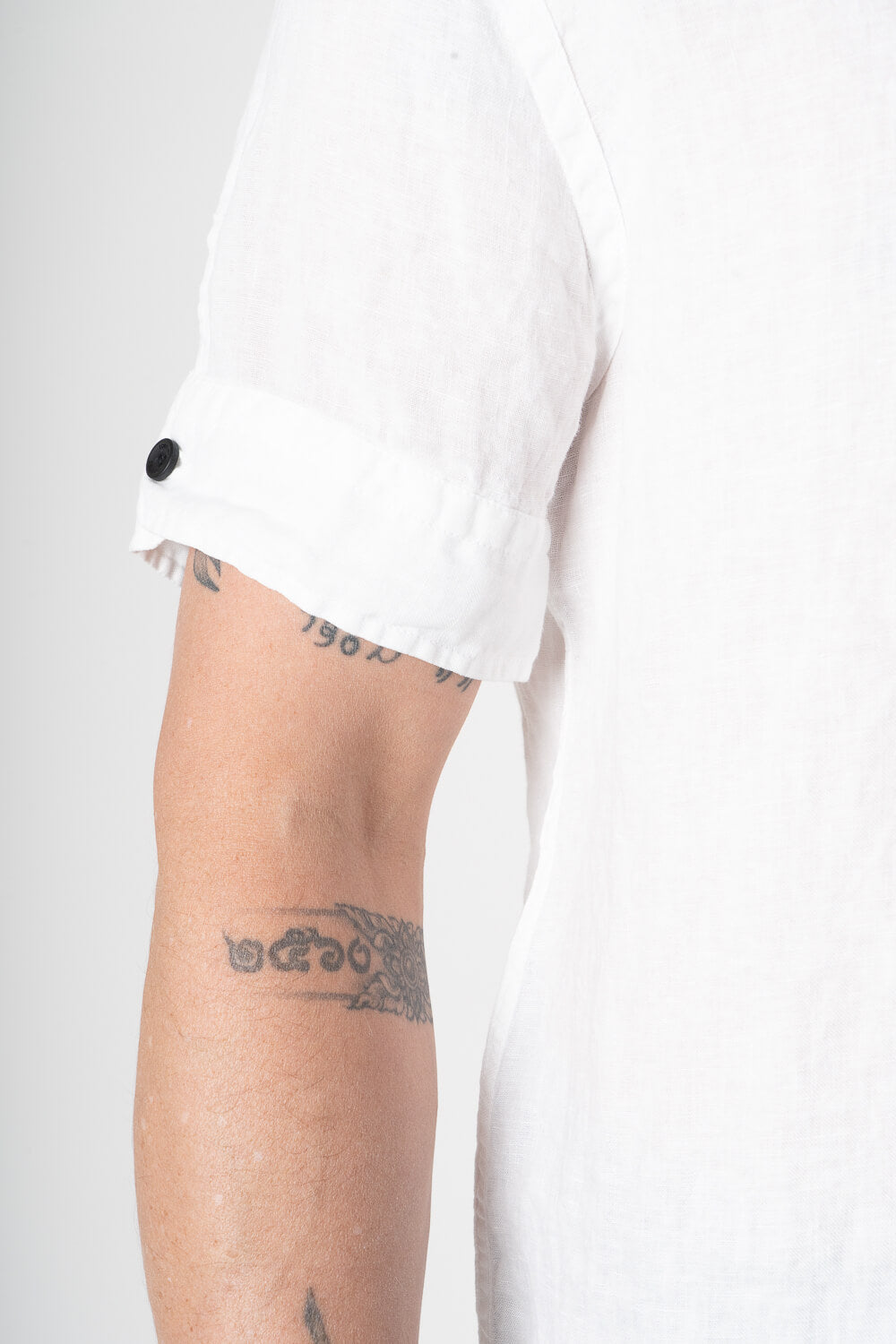 Button-Up Short Sleeved Linen Shirt White