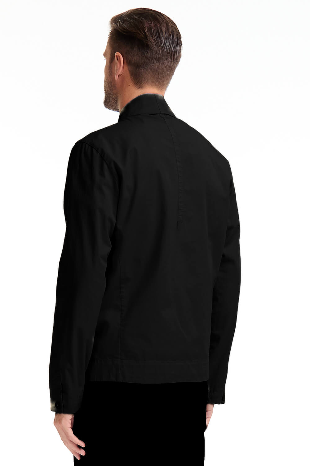 Coated Cotton Lightweight Zip-Up Jacket Black