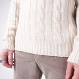 Cable Roll Neck Sweater Beige