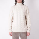 Cable Roll Neck Sweater Beige