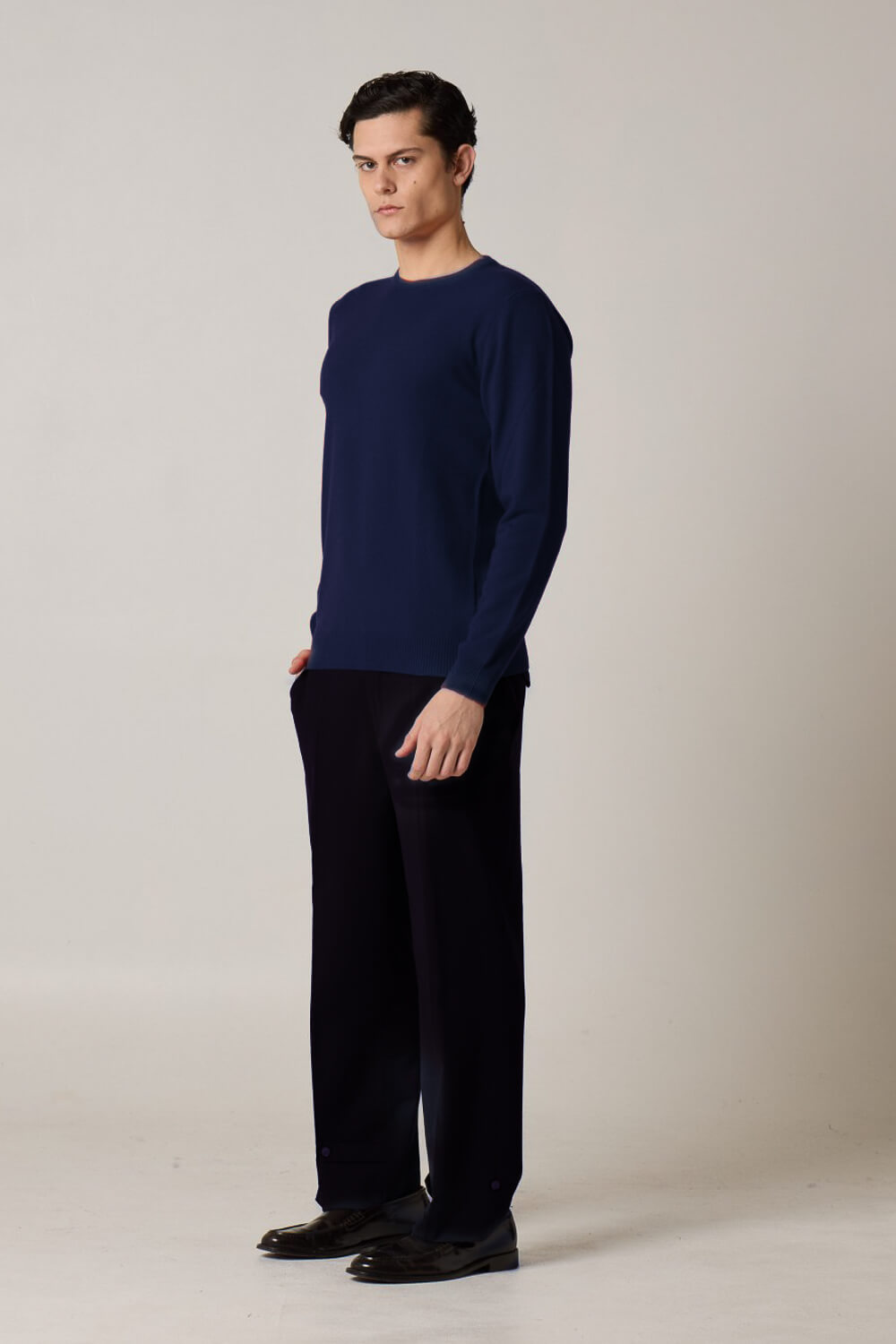 Cashmere Blend Crewneck Sweater Navy