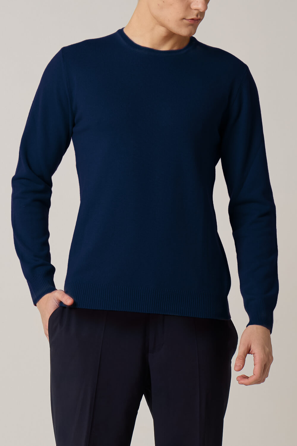 Cashmere Blend Crewneck Sweater Navy