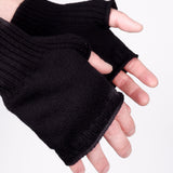 Cashmere Blend Fingerless Rib Detail Glove Black