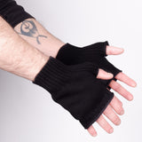 Cashmere Blend Fingerless Rib Detail Glove Black