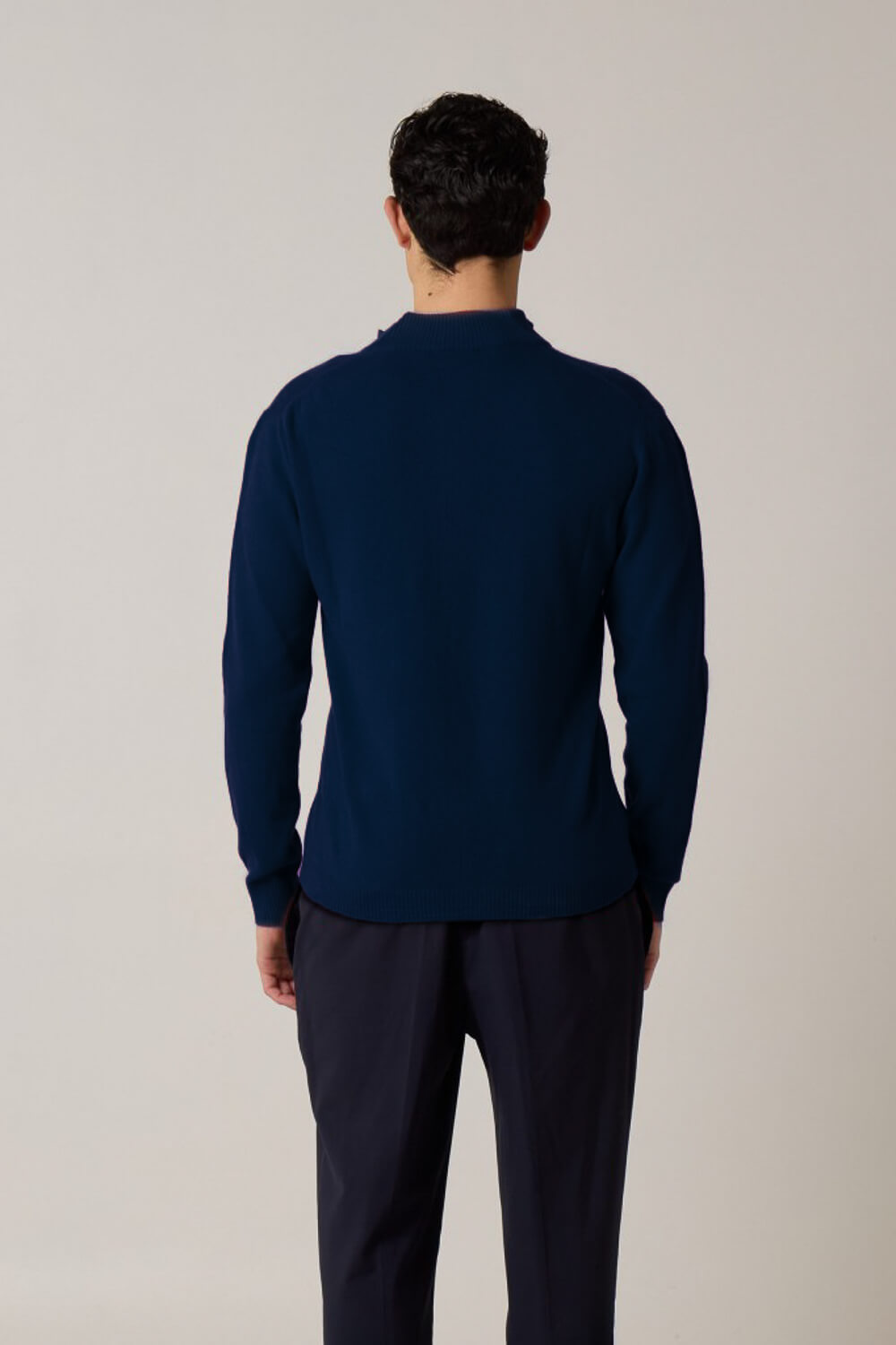 Cashmere Blend Full-Zip Sweater Navy