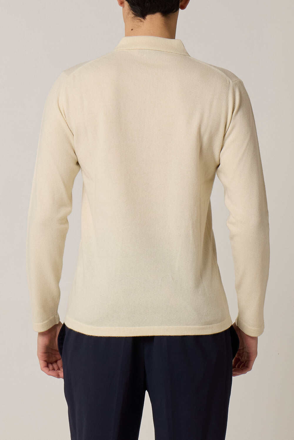 Cashmere Blend Half-Zip L/S Polo Cream