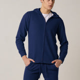 Cashmere Blend Zip-Up Hoodie Navy