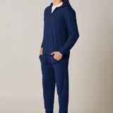 Cashmere Blend Zip-Up Hoodie Navy