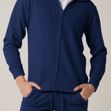 Cashmere Blend Zip-Up Hoodie Navy