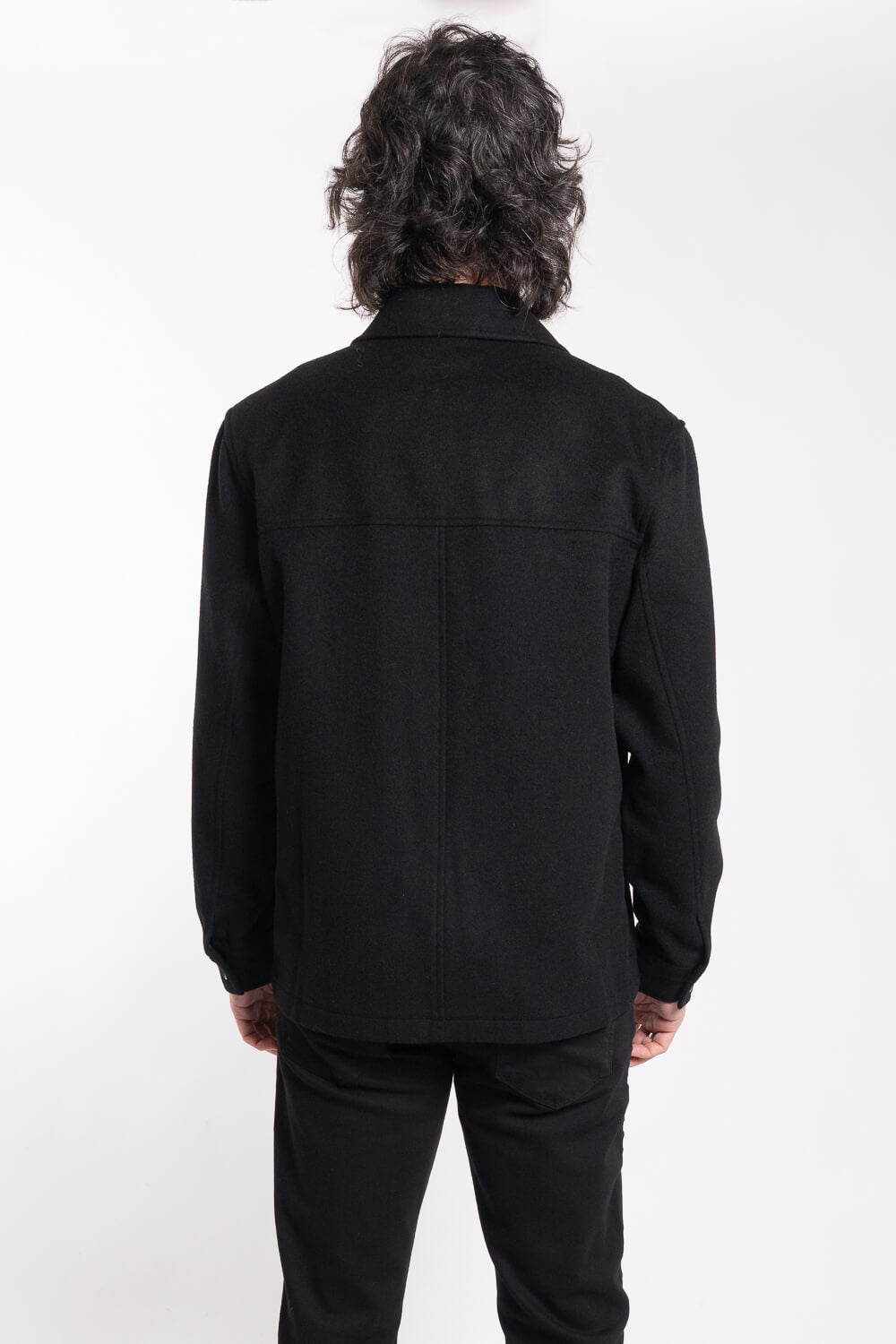 Cashmere Front Pocket Overshirt Black