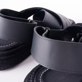 Chunky Leather Crossover Sandals Black