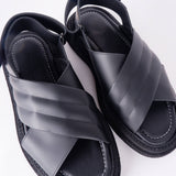 Chunky Leather Crossover Sandals Black