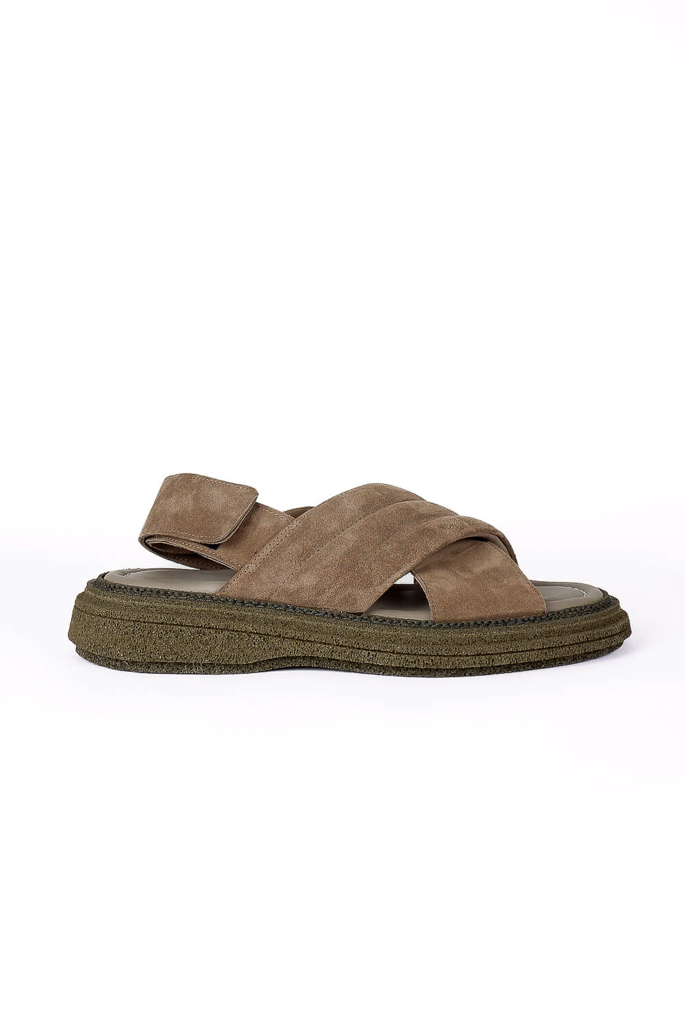 Chunky Suede Crossover Sandals Dark Sand