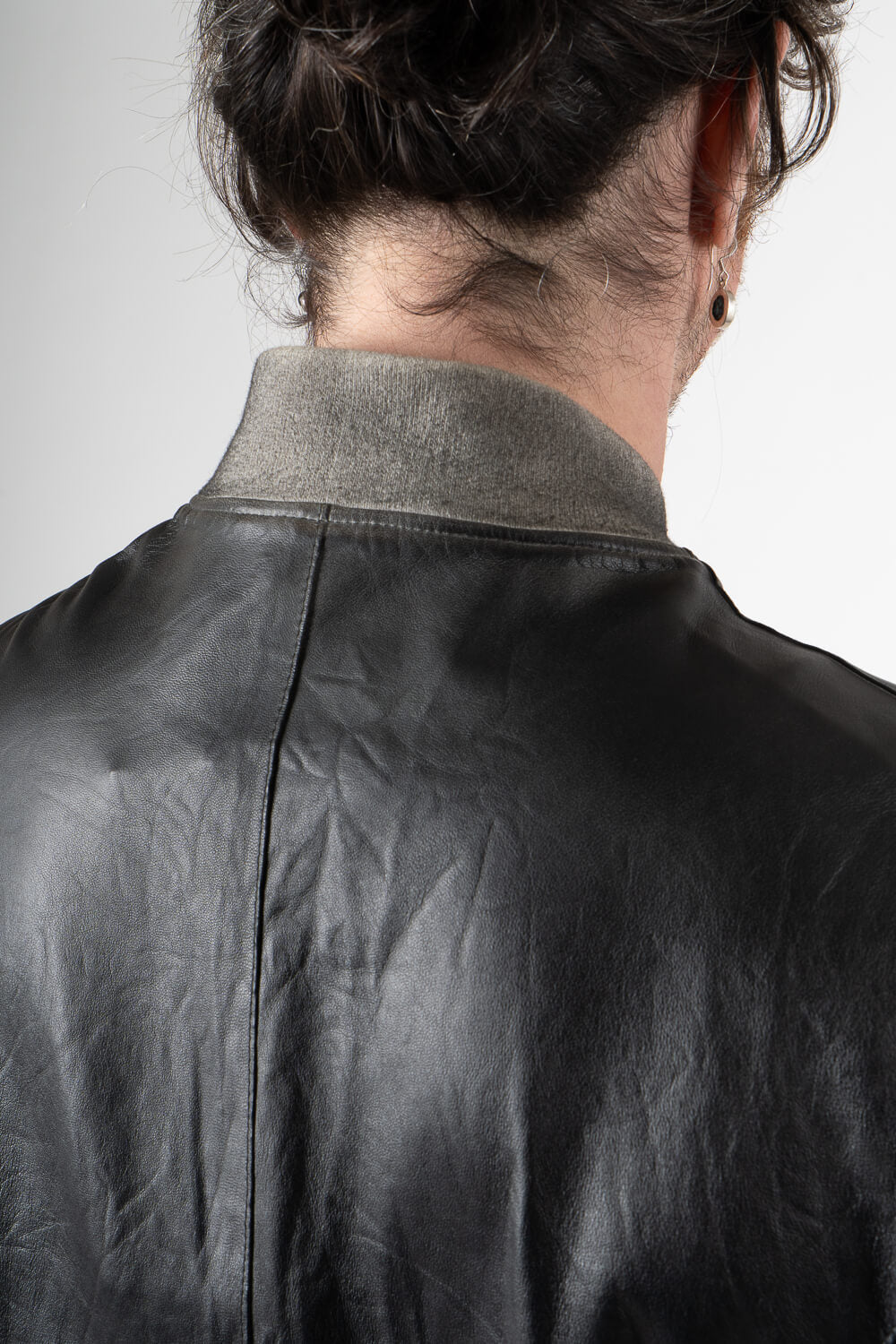 Cold-Dye Distressed Effect Tuscan Lamb Leather Jacket Brown/Blue
