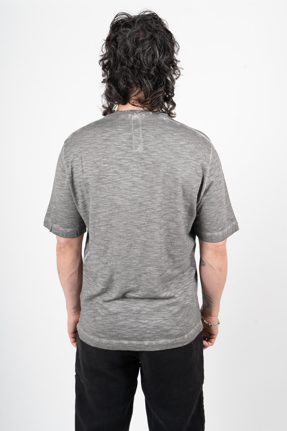 Cold-Dye Effect W/ Cotton/Linen Inserts T-Shirt Grey