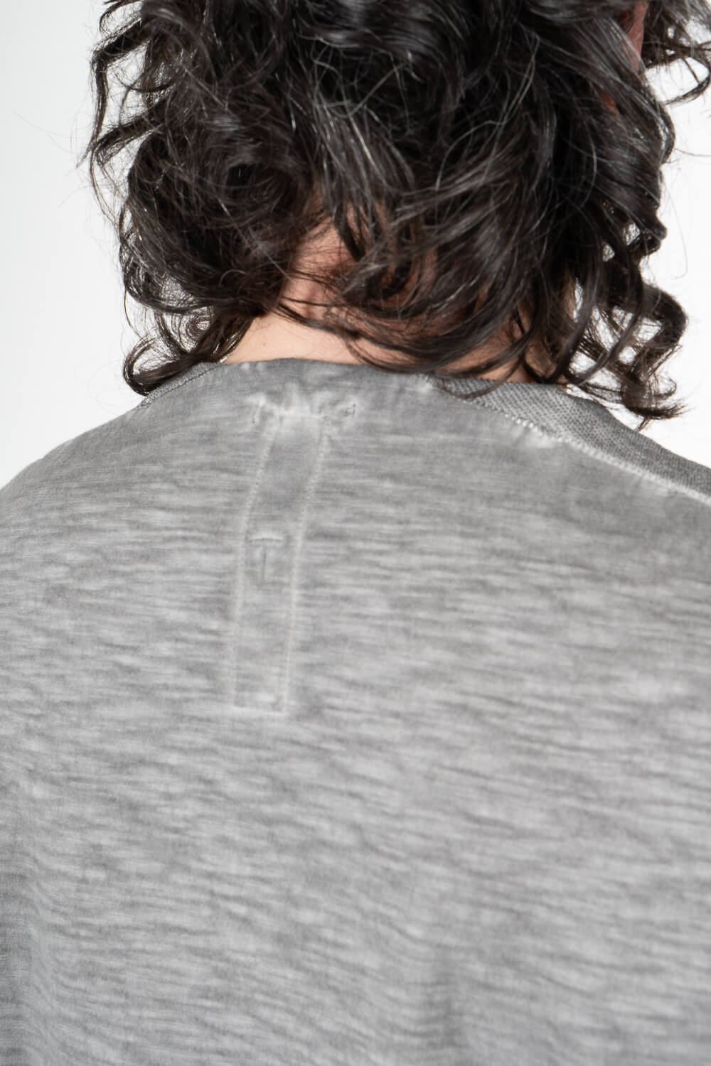 Cold-Dye Effect W/ Cotton/Linen Inserts T-Shirt Grey