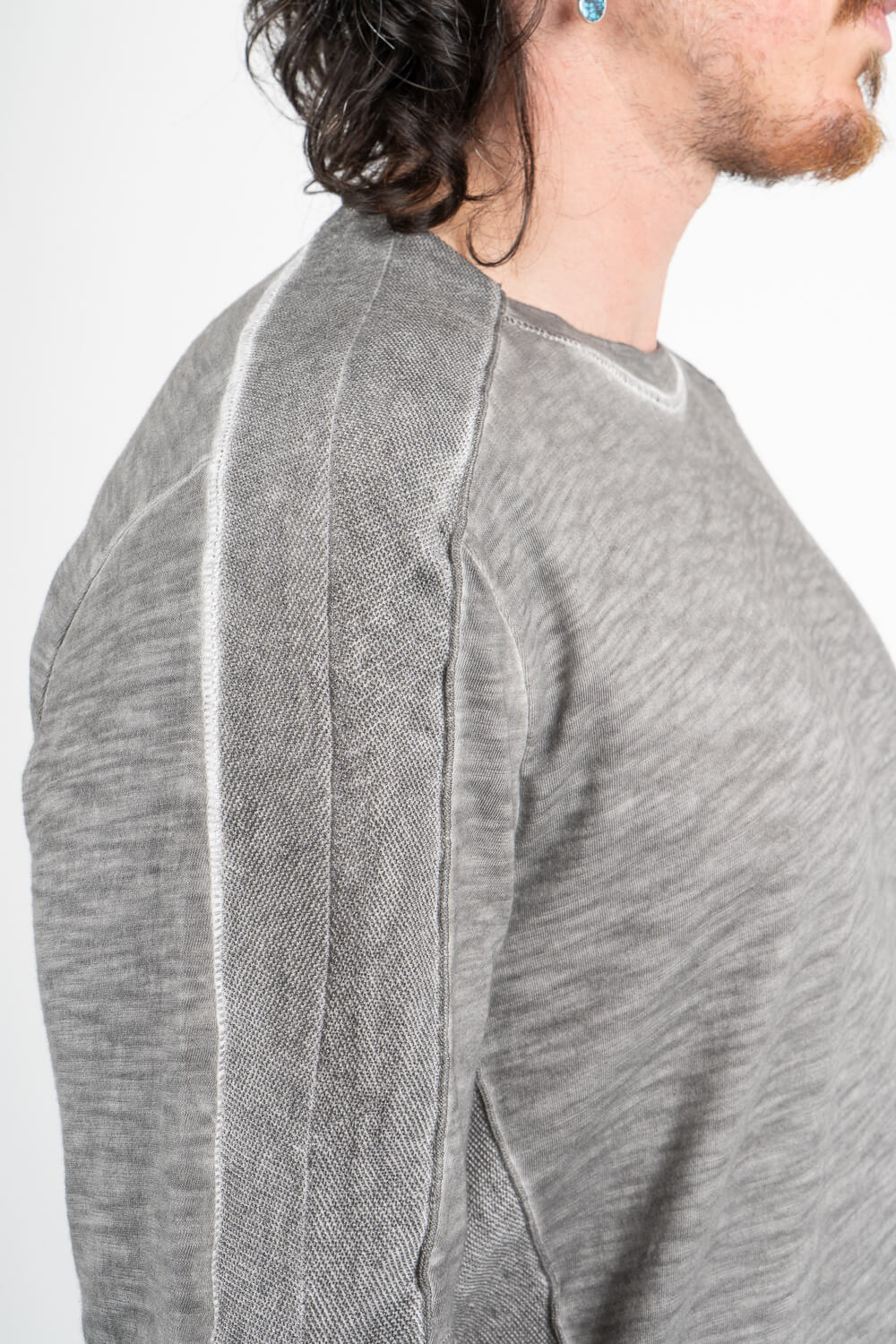 Cold-Dye Effect W/ Cotton/Linen Inserts T-Shirt Grey