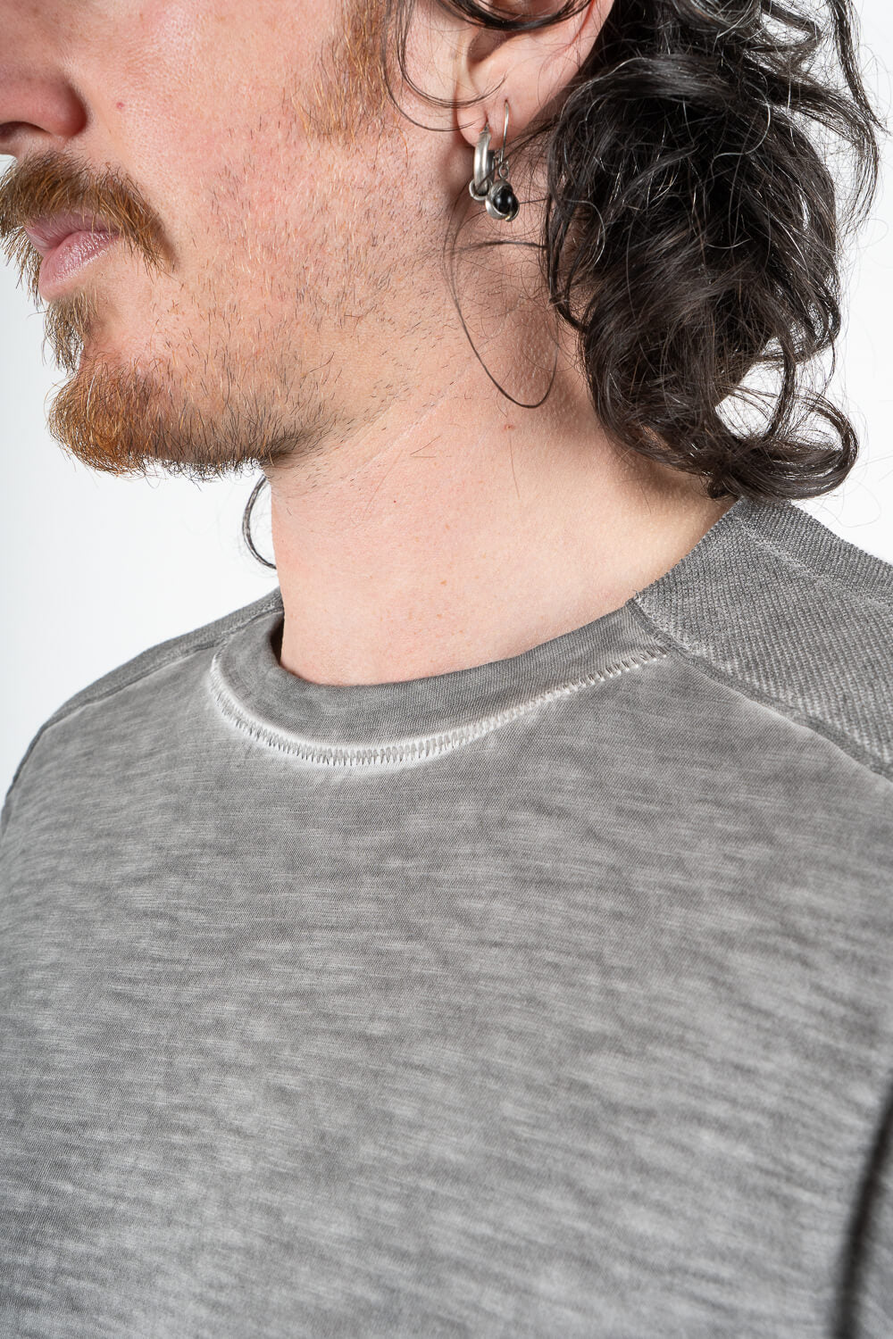 Cold-Dye Effect W/ Cotton/Linen Inserts T-Shirt Grey