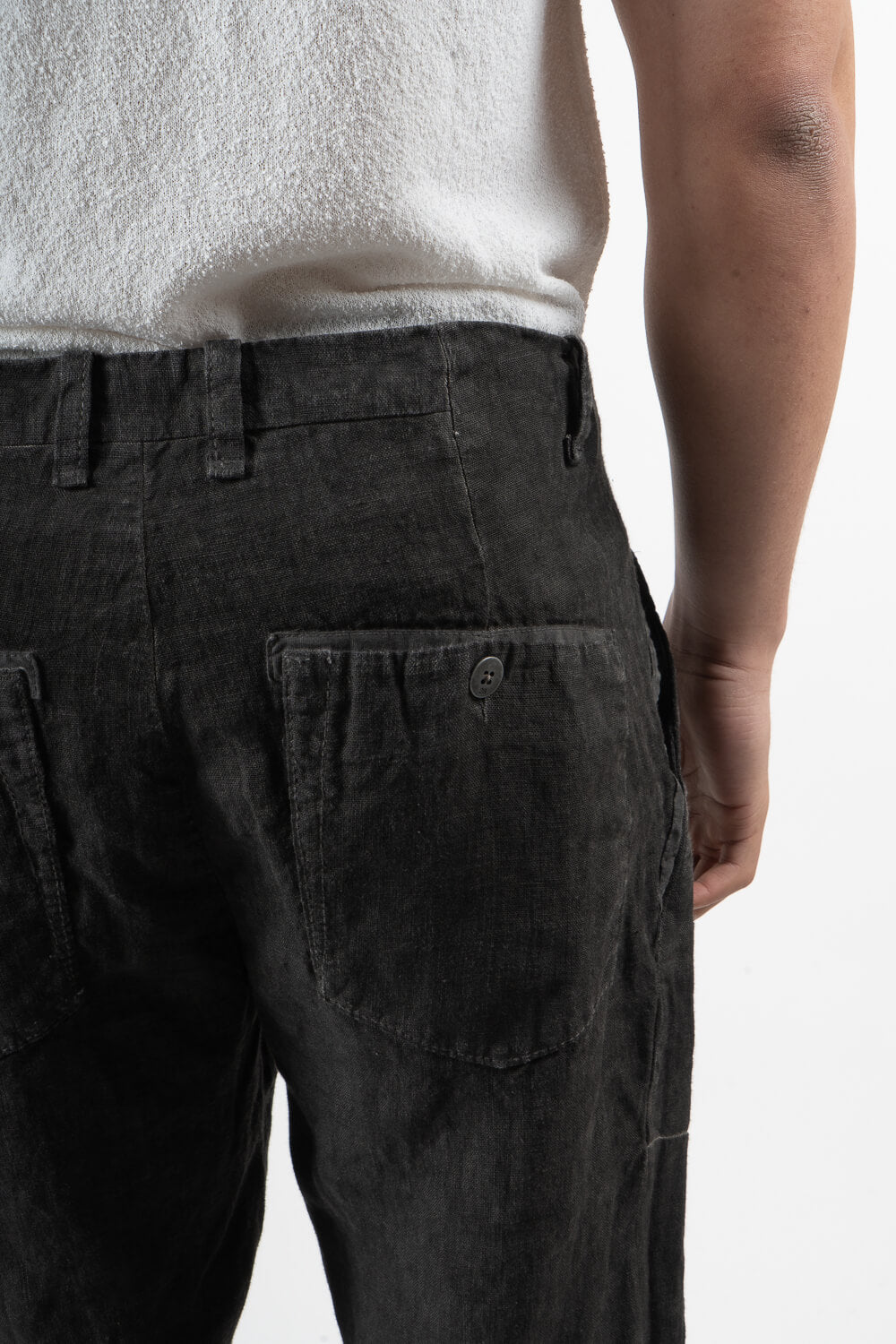 Cold-Dye Linen Trousers Charcoal