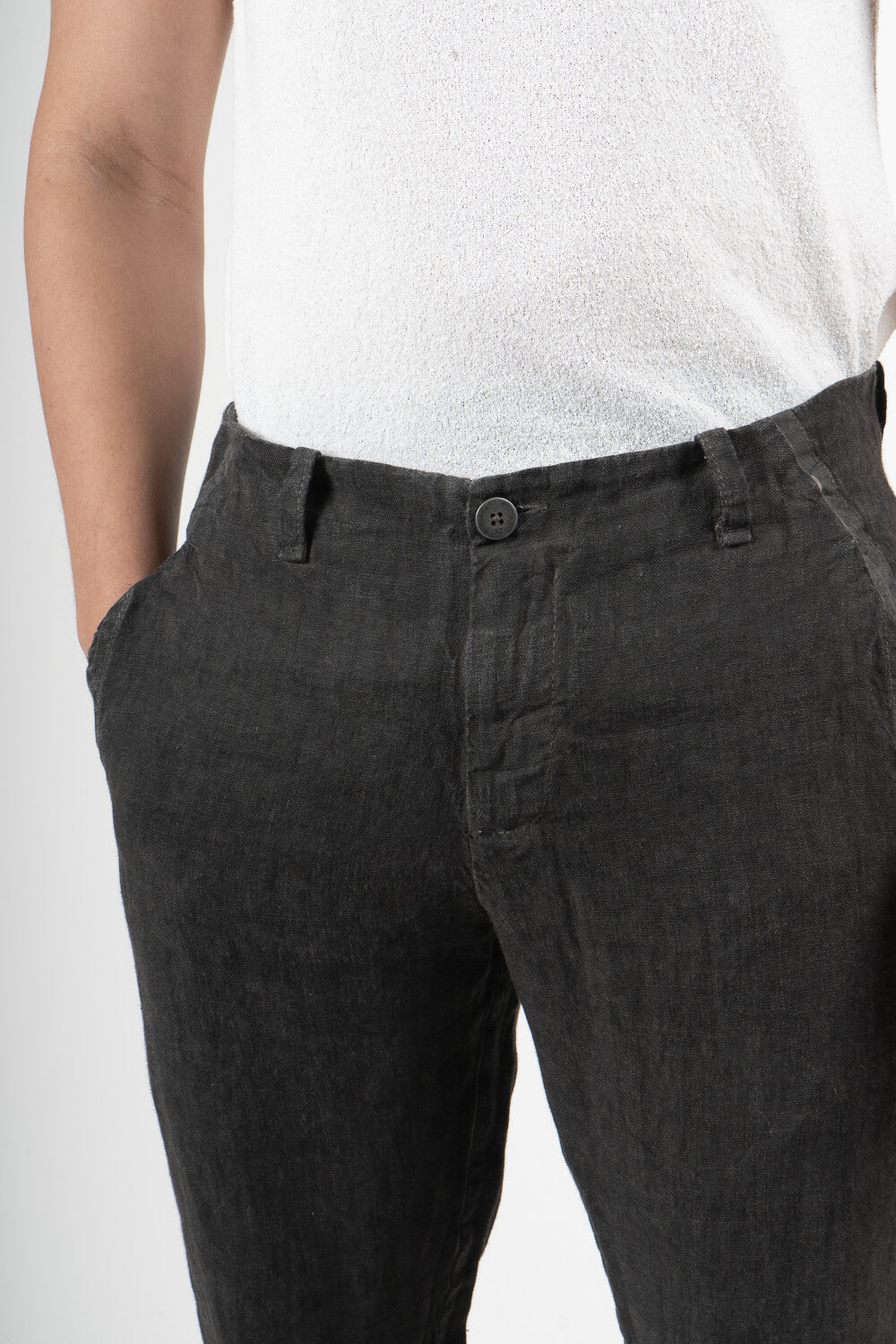 Cold-Dye Linen Trousers Charcoal